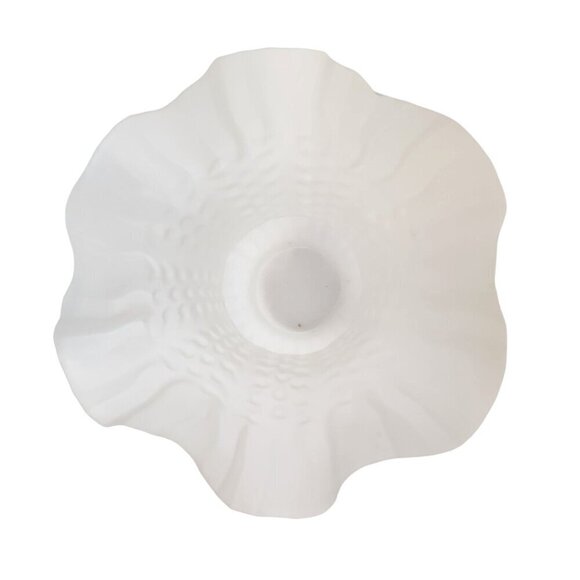 Set Of 4 Frosted Glass Lamp Shades With Ruffled Edge & Textured Pattern - Picture 2 of 6